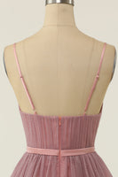 Laden Sie das Bild in den Galerie-Viewer, A Line Spaghetti Träger Blau Grau Kurzes Cocktailkleider