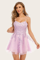 Laden Sie das Bild in den Galerie-Viewer, Rosa Spaghetti Riemen Cocktailkleider