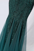 Laden Sie das Bild in den Galerie-Viewer, Meerjungfrau Schwarz Abendkleider mit einer Schulter und Applikationen