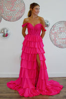 Laden Sie das Bild in den Galerie-Viewer, Glitzer Königsblau Schulterfreie Korsett Lang Abendkleider