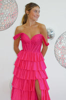 Laden Sie das Bild in den Galerie-Viewer, Glitzer Königsblau Schulterfreie Korsett Lang Abendkleider