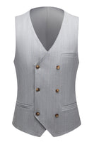 Laden Sie das Bild in den Galerie-Viewer, Einfaches Graues Gekerbtes Revers Einreihe 3-Teiliger Herrenanzug