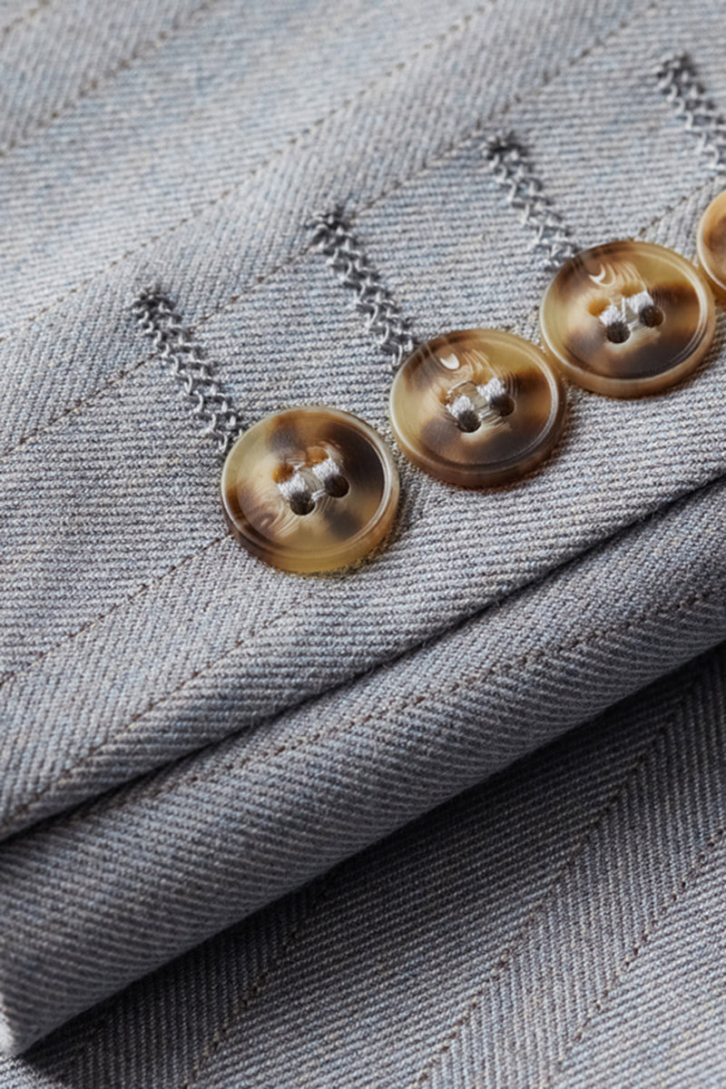 Laden Sie das Bild in den Galerie-Viewer, Einfaches Graues Gekerbtes Revers Einreihe 3-Teiliger Herrenanzug