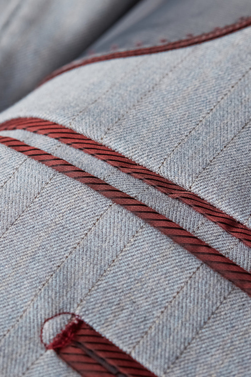 Laden Sie das Bild in den Galerie-Viewer, Einfaches Graues Gekerbtes Revers Einreihe 3-Teiliger Herrenanzug