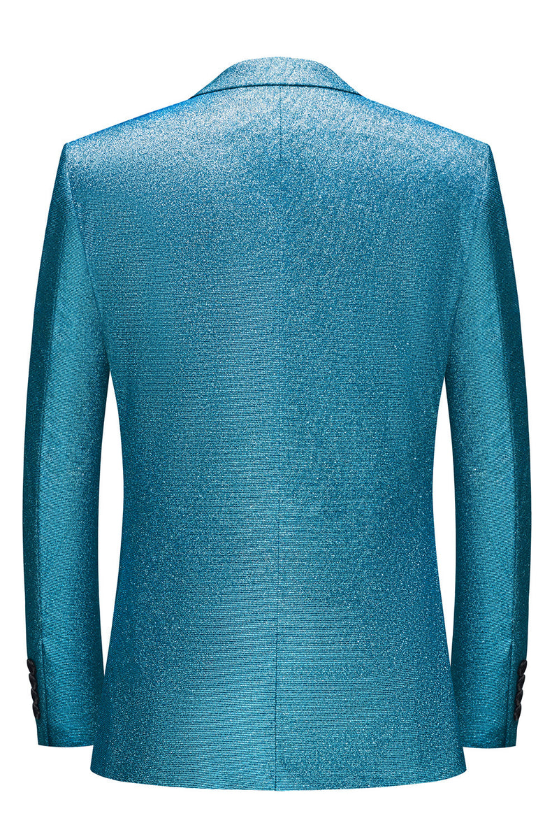 Laden Sie das Bild in den Galerie-Viewer, Glitzernder Königsblauer Spitzrevers Einreihiger 2-Teiliger Herren Ballanzug