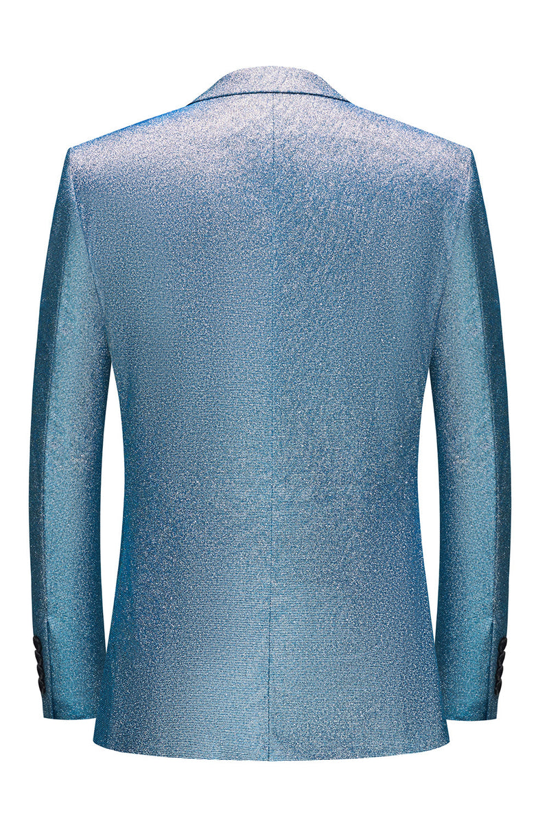 Laden Sie das Bild in den Galerie-Viewer, Glitzernder Königsblauer Spitzrevers Einreihiger 2-Teiliger Herren Ballanzug