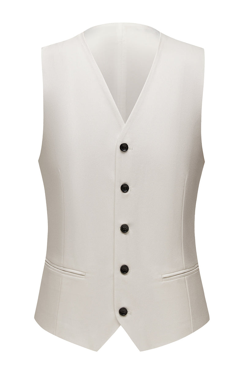 Laden Sie das Bild in den Galerie-Viewer, Weißer Schalrevers Ein-Knopf 3-Teiliger Herrenanzug