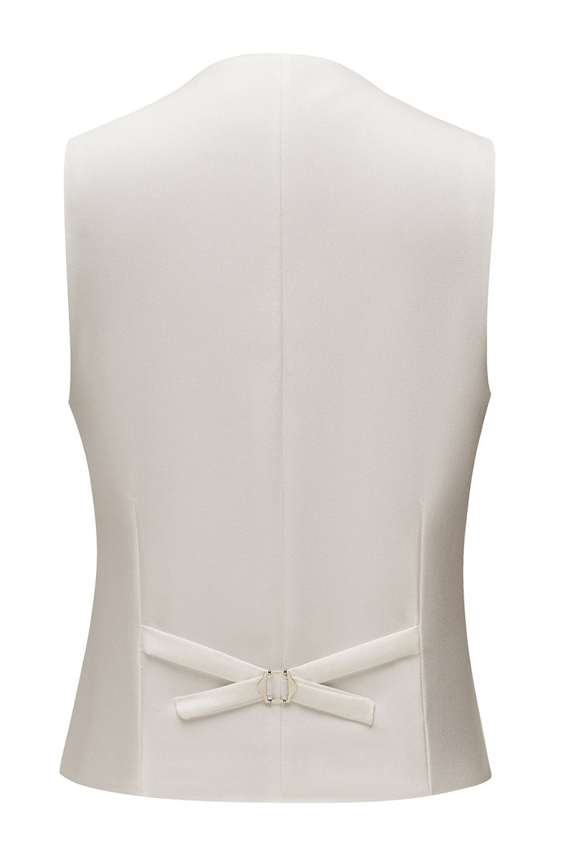 Laden Sie das Bild in den Galerie-Viewer, Weißer Schalrevers Ein-Knopf 3-Teiliger Herrenanzug