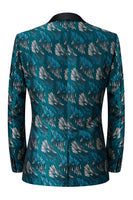 Laden Sie das Bild in den Galerie-Viewer, Pfauengrünes Schalrevers Ein-Knopf 2-Teiliger Herren Abendanzug