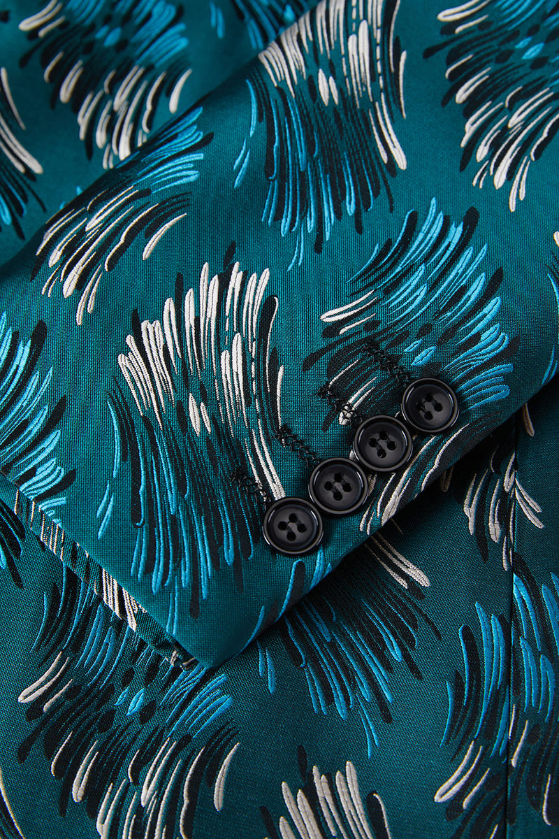 Laden Sie das Bild in den Galerie-Viewer, Pfauengrünes Schalrevers Ein-Knopf 2-Teiliger Herren Abendanzug