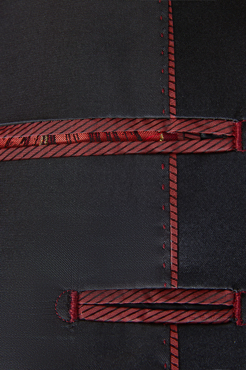 Laden Sie das Bild in den Galerie-Viewer, Roter Jacquard 2-Teiliger Schal Revers Herrenanzug