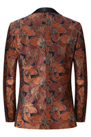 Laden Sie das Bild in den Galerie-Viewer, Brauner Schalrevers Ein-Knopf Jacquard Herren 2-Teiliger Abendanzug