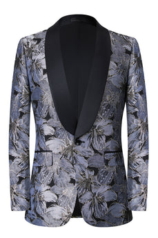 Grauer Schalrevers Ein-Knopf 2-Teiliger Abendanzug für Herren