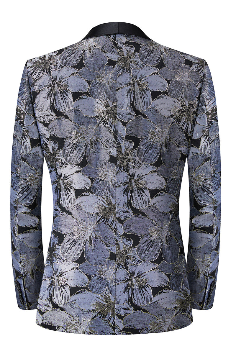 Laden Sie das Bild in den Galerie-Viewer, Grauer Schalrevers Ein-Knopf 2-Teiliger Abendanzug für Herren