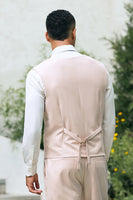 Laden Sie das Bild in den Galerie-Viewer, Leichte Rosa Spitzenrevers 3-Teiliger Herren Ballanzug mit einem Knopf