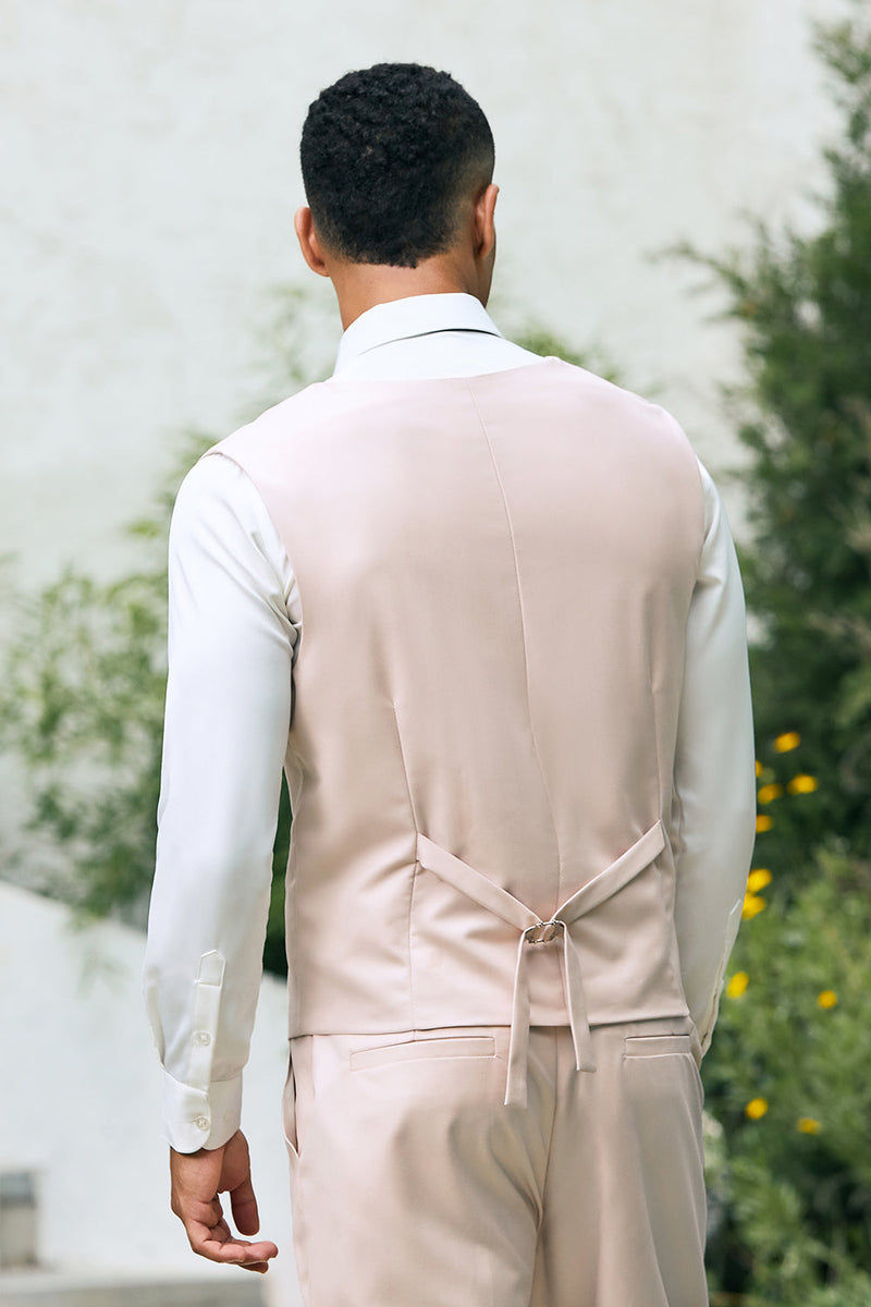 Laden Sie das Bild in den Galerie-Viewer, Leichte Rosa Spitzenrevers 3-Teiliger Herren Ballanzug mit einem Knopf