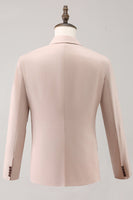 Laden Sie das Bild in den Galerie-Viewer, Leichte Rosa 3-Teiliger Ballanzuge mit Spitzrevers und einem Knopf