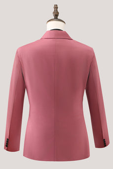 Korallen Gekerbtes Revers 3-Teiliger Einreihige Herren Ballanzug