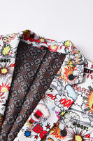 Laden Sie das Bild in den Galerie-Viewer, Gekerbtes Revers Weißer 2-Teiliger Graffiti Zweireiher Abendanzug für Herren