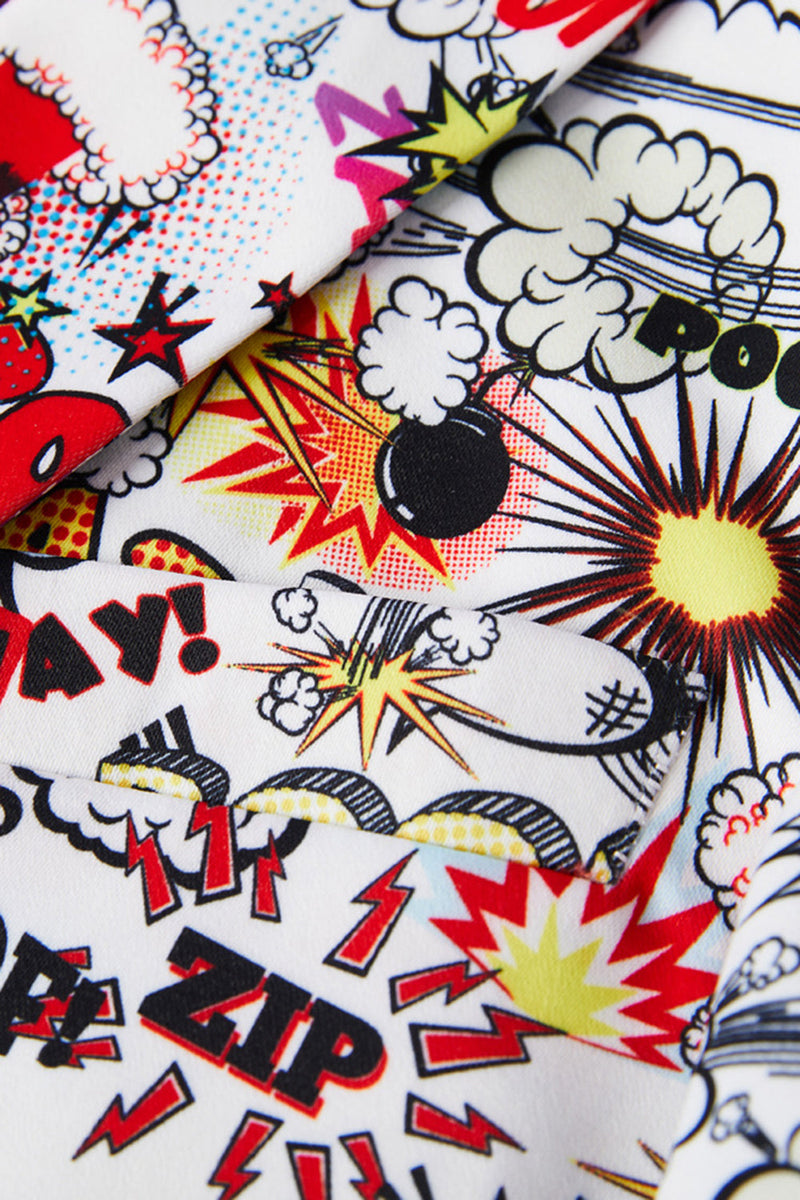 Laden Sie das Bild in den Galerie-Viewer, Gekerbtes Revers Weißer 2-Teiliger Graffiti Zweireiher Abendanzug für Herren