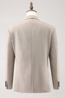 Helles Khaki Spitzrevers Einrevers Einreihige 3-Teiliger Herren Ballanzug