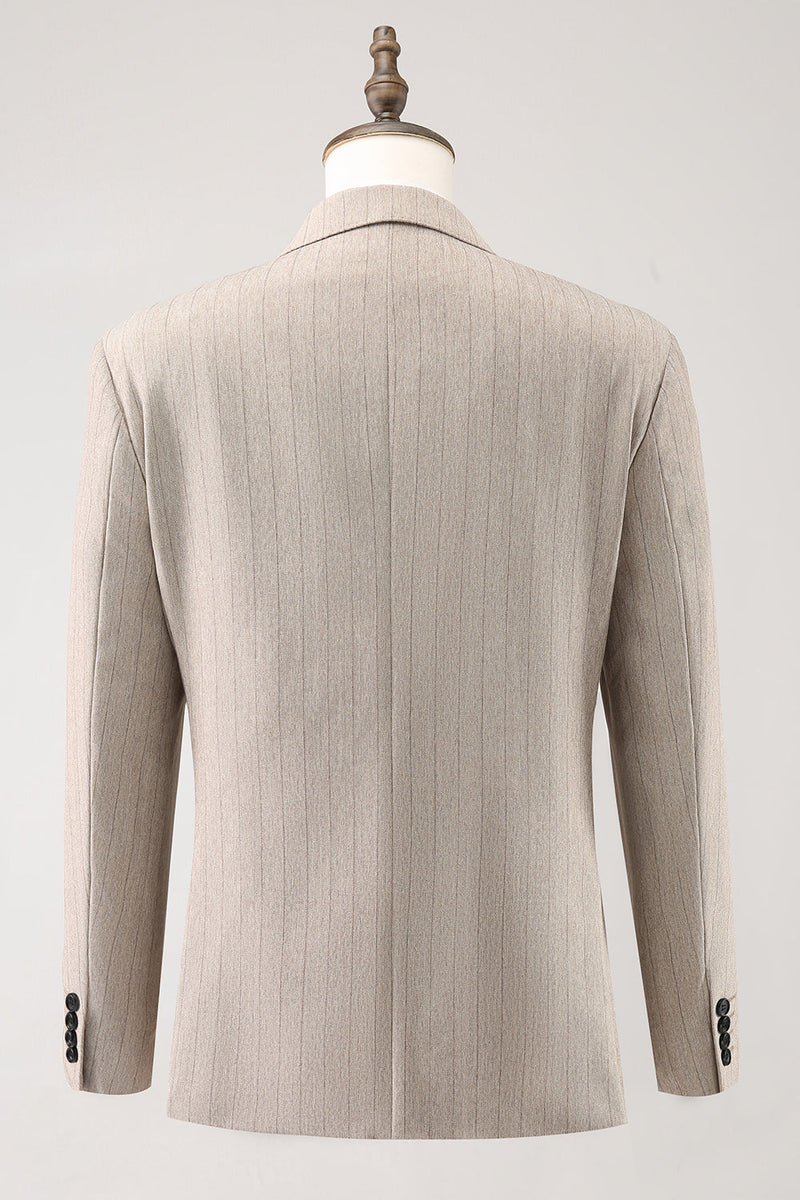 Laden Sie das Bild in den Galerie-Viewer, Helles Khaki Spitzrevers Einrevers Einreihige 3-Teiliger Herren Ballanzug