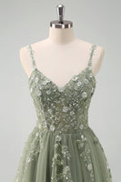 Laden Sie das Bild in den Galerie-Viewer, Glitzer Königsblau A Linien Spaghettiträger Korsett Langes Ballkleid mit Schlitz