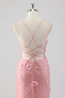 Laden Sie das Bild in den Galerie-Viewer, Glitzer Blau Merjungfrau Korsett Lange Abendkleid mit 3D Blumen