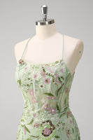 Laden Sie das Bild in den Galerie-Viewer, Grünes Korsett Meerjungfrau Langes Abendkleid mit Schlitz