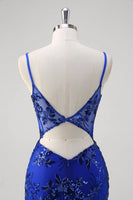 Laden Sie das Bild in den Galerie-Viewer, Glitzer Dunkelgrün Meerjungfrau Rückenfrei Korsett Langes Ballkleid mit Stickerei