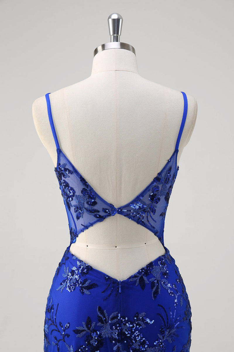 Laden Sie das Bild in den Galerie-Viewer, Glitzer Dunkelgrün Meerjungfrau Rückenfrei Korsett Langes Ballkleid mit Stickerei