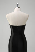 Laden Sie das Bild in den Galerie-Viewer, Glitzer Schwarz Meerjungfrau V-Ausschnitt Trägerloses Langes Ballkleid