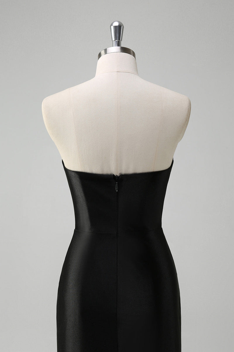 Laden Sie das Bild in den Galerie-Viewer, Glitzer Schwarz Meerjungfrau V-Ausschnitt Trägerloses Langes Ballkleid