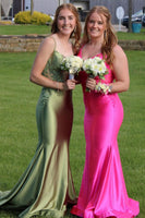 Laden Sie das Bild in den Galerie-Viewer, Glitzer Salbei Meerjungfrau Langes Abendkleid mit Applikationen