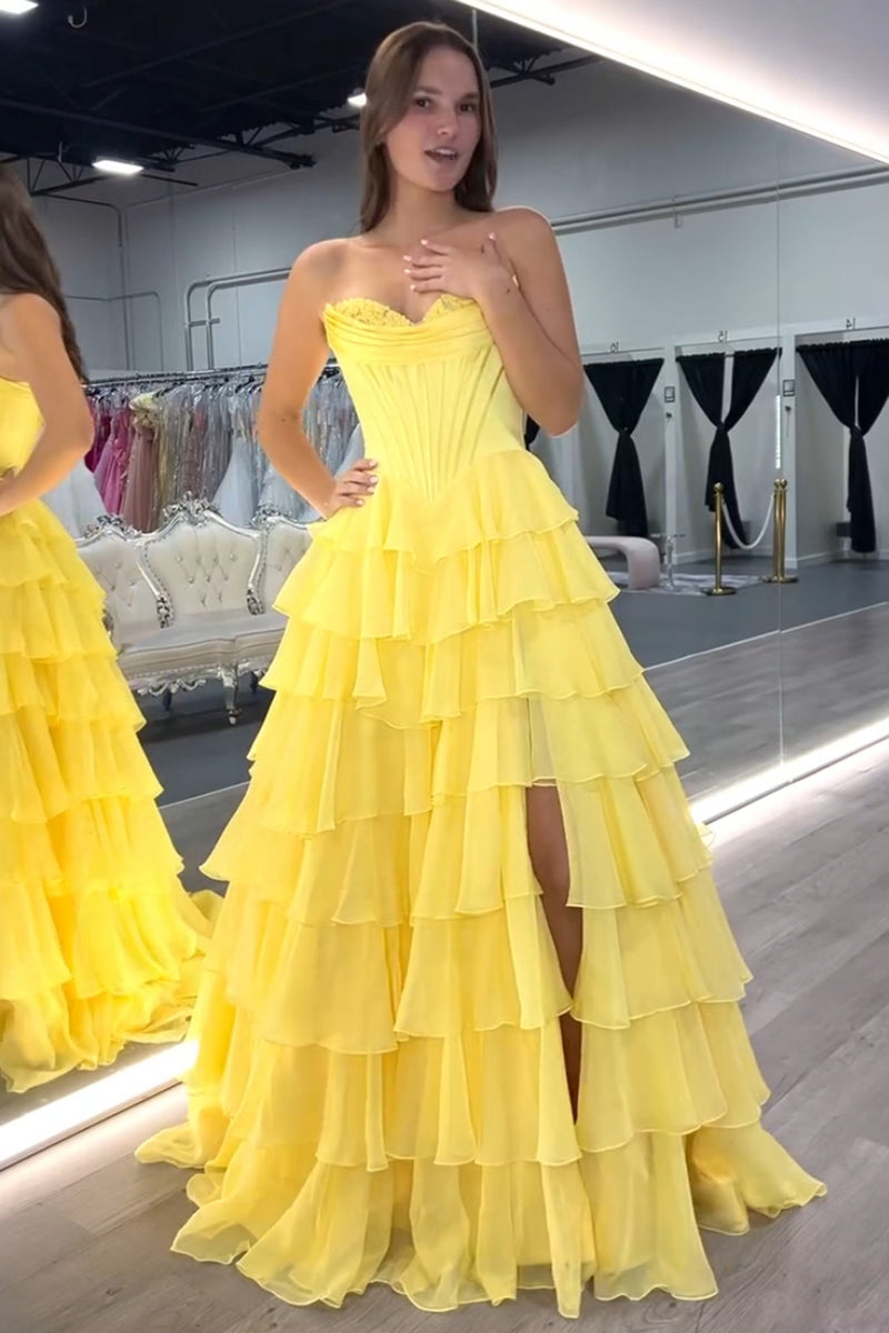 Laden Sie das Bild in den Galerie-Viewer, Helleblaue Meerjungfrau Trägerlos Korsett Gestufte Lange Abendkleid