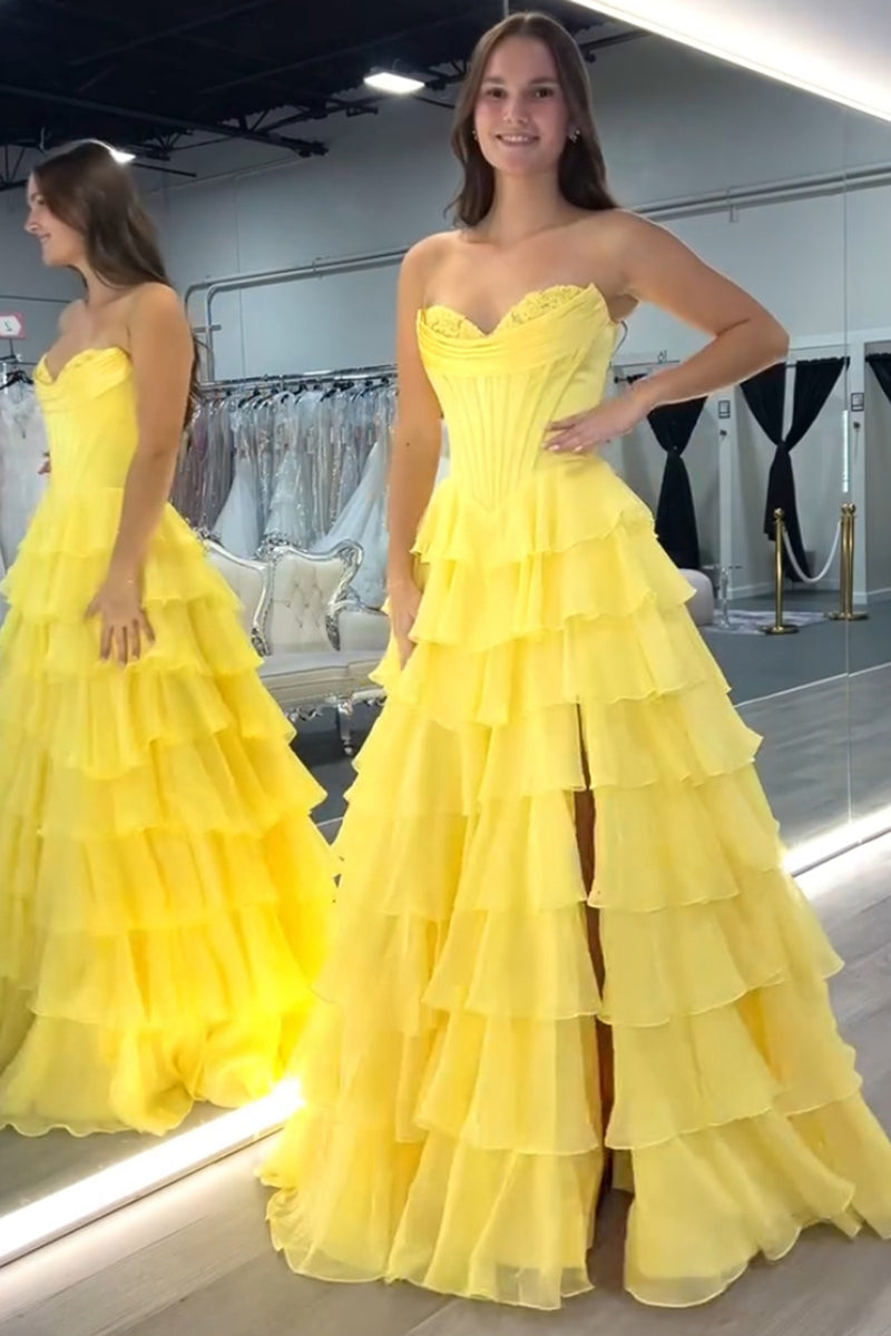 Laden Sie das Bild in den Galerie-Viewer, Helleblaue Meerjungfrau Trägerlos Korsett Gestufte Lange Abendkleid