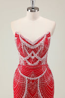 Laden Sie das Bild in den Galerie-Viewer, Glitzer Dunkelgrün Korsett Meerjungfrau Langes Abendkleider mit Perlen