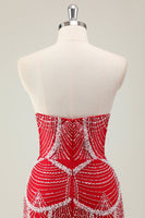 Laden Sie das Bild in den Galerie-Viewer, Glitzer Dunkelgrün Korsett Meerjungfrau Langes Abendkleider mit Perlen