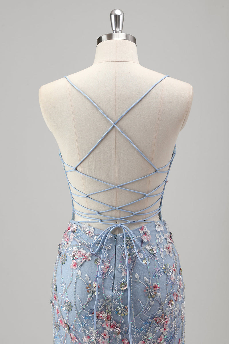 Laden Sie das Bild in den Galerie-Viewer, Schwarz Meerjungfrauen Spaghettiträger Tüll Ballkleid mit Perlenstickerei