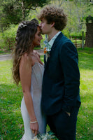 Laden Sie das Bild in den Galerie-Viewer, Champagner Herzausschnitt Korsett Samt Langes Abendkleid