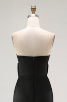 Laden Sie das Bild in den Galerie-Viewer, Schwarz Herzhals Etui Langes Abendkleid mit Schlitz