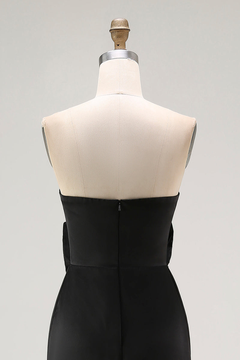 Laden Sie das Bild in den Galerie-Viewer, Schwarz Herzhals Etui Langes Abendkleid mit Schlitz