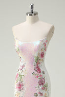 Laden Sie das Bild in den Galerie-Viewer, Glitzer Weiß Meerjungfrauen Rückenfrei Langes Ballkleid mit Pailletten