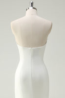 Laden Sie das Bild in den Galerie-Viewer, Glitzer Weiß Meerjungfrauen Rückenfrei Langes Ballkleid mit Pailletten