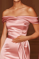 Laden Sie das Bild in den Galerie-Viewer, Meerjungfrau Erröten Satin Schulterfreies Langes Formelles Kleid