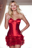 Laden Sie das Bild in den Galerie-Viewer, Rot Satin Enges Kurze Korsett Party Kleid mit 3D Blumes