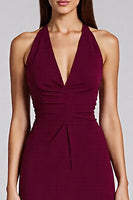 Laden Sie das Bild in den Galerie-Viewer, Schwarz Satin Bodycon Rückenfreie Midi Neckholder Cocktailkleid