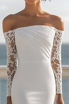 Elfenbein Meerjungfrau Chiffon Long Ärmel Hochzeitskleid