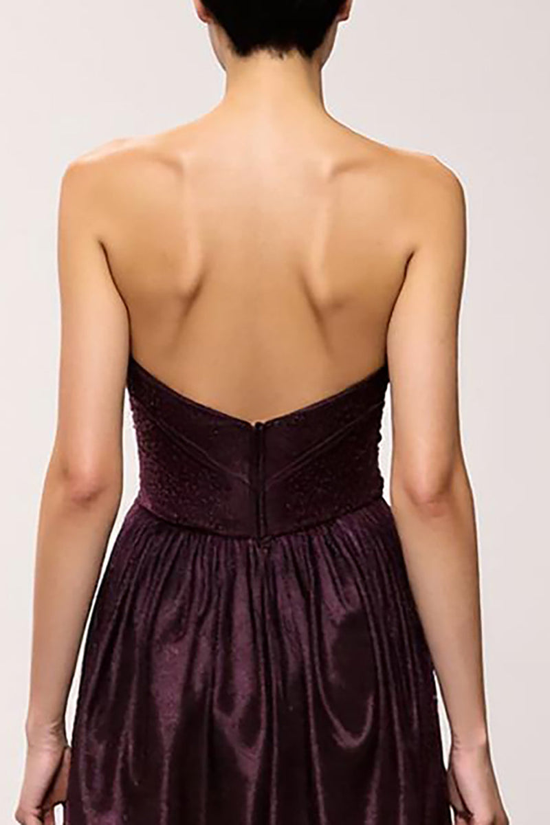 Laden Sie das Bild in den Galerie-Viewer, Einfach Kaffee Etuikleid Trägerlos Lang Abendkleid