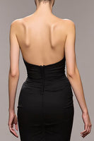 Laden Sie das Bild in den Galerie-Viewer, Schwarz Meerjungfrau Herzausschnitt Maxi Abendkleid mit Schlitz